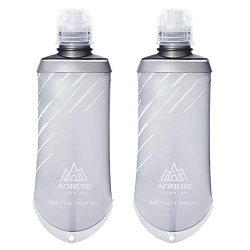 Azarxis Gourde Souple Flasque Running Gourde Sport Pliable Poche Hydratation Flacon Bouteille d'eau pour Randonnée Marathon (170ml - 2 Pièces)