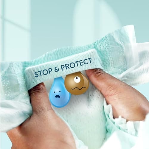Pampers Premium Protection Taille 1, x112 Couches, 2kg-5kg, Double Protection pour la peau et contre les fuites + 10 Lingettes Harmonie Aqua Gratuites