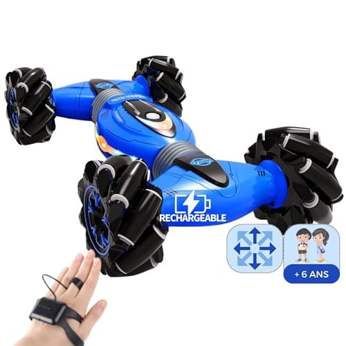 Tutti Party - Voiture télécommandée, Jouet radiocommandé pour Enfants, Course 4 * 4, télécommande Montre, Gesture Control Tout Terrain, 360°, Cadeau Garcon 6 Ans (Bleue)
