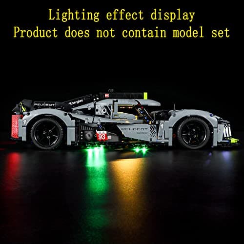 GEAMENT Jeu De Lumières Compatible avec Lego Peugeot 9X8 24H Le Mans Hybrid Hypercar - Kit D'éclairage LED pour Technic 42156 (Modèle de Bloc Non Inclus)