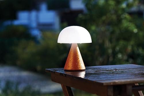 Lexon MINA L Lampe Champignon LED sans fil rechargeable, lampe à poser avec 9 couleurs de lumière avec variateur d'intensité, tactile et rechargeable, jusqu'à 24h d'autonomie - Orange
