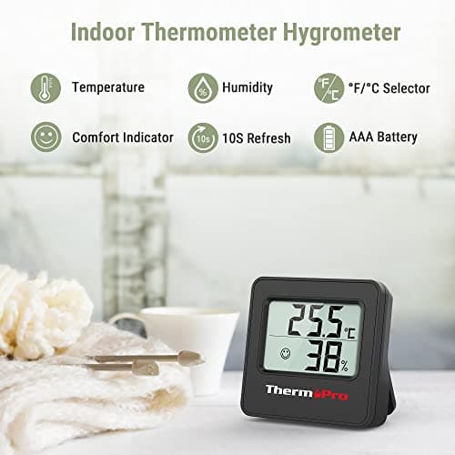 ThermoPro TP157-3 Hygromètre Digital Thermometre Interieur, Thermomètre Chambre Bébé avec Capteur d'humidité de Température et Icône de Visage Indicateur de Confort pour Serre, Cave à Vin, Bureau