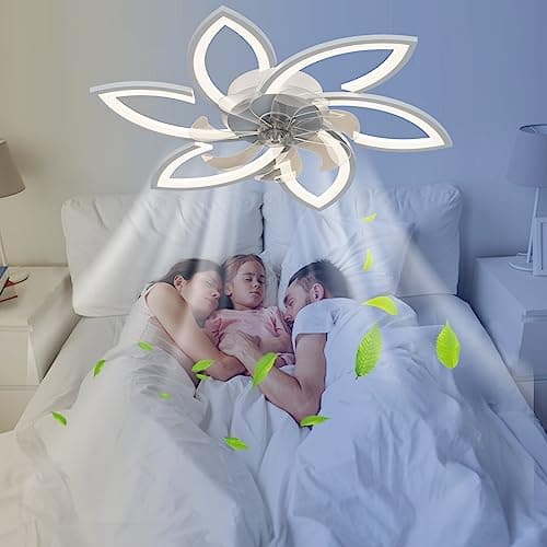 WDENI Ventilateur De Plafond Avec Lampe, Ventilateur De Plafond À Led Flower Shape Bedroom Plafonnier Télécommande Dimming Timing 6 Wind Speed Ventilateur De Salon Plafonnier 66w