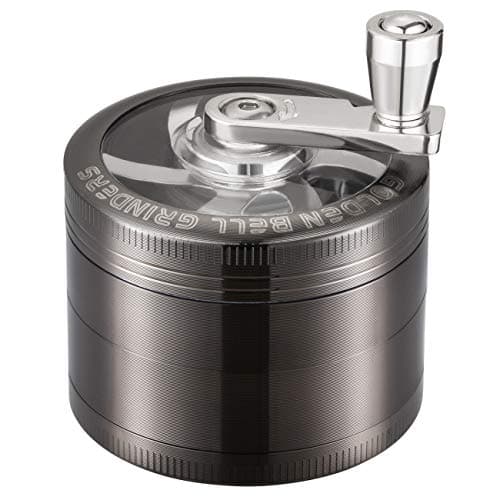 LIHAO 2”(5cm) Grinder Moulin à Herbes Épices en Zinc Alliage en 4 Pièces avec Manivelle - Nickel Noir
