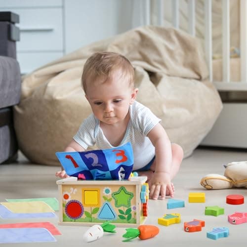 Focenat Jouet Enfant Montessori en Bois, 9-in-1 Jeu de Pêche Magnetique Éducatif, Jouet Motricité Fine pour Bébé 3 4 Ans, Cadeau Garçons Filles