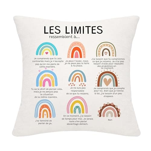 Les limites ressemblent à...Couvertures de Coussin Arc-en-Ciel Décoration sur Le thème de la santé mentale pour la Maison Filles Femmes Cadeau d'inspiration (Les limites ressemblent à-Elle)