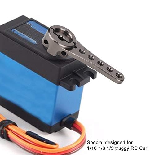Bras de klaxon de servo de Direction, Alliage d'aluminium Long Bras de klaxon de servo de Direction 25T Compatible avec 1/10 1/8 1/5 RC Car(Titane)