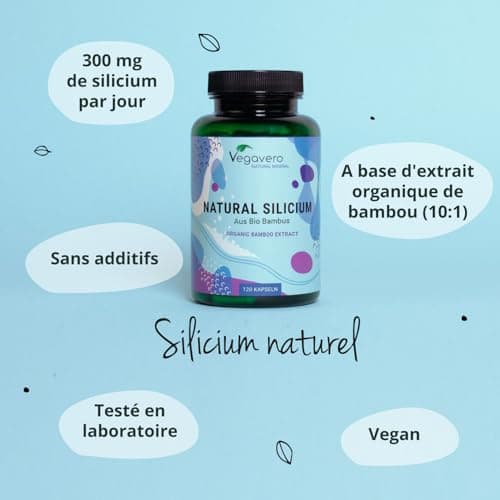 Silicium Organique Vegavero® | 100% BIO & NATUREL - Extrait de Bambou | Sans Additifs | 120 gélules de 150 mg | VEGAN