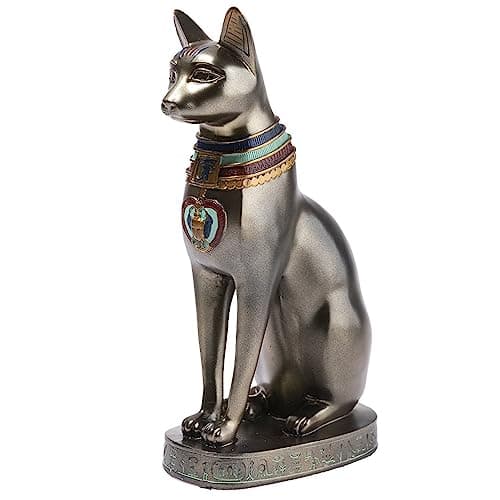 lachineuse - Statuette Chat Égyptien Bastet 19 cm - Déesse Égyptienne - Statue Décoration Égypte Antique - Figurine Objet Egyptien Chat - Buste Egyptien - Idée Cadeau Originale Déco - Dieu Sculpture