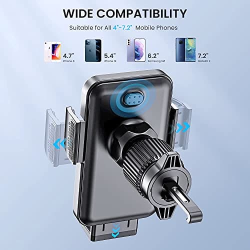 Support Téléphone Voiture [Clip de Qualité Militaire] Porte Téléphone Rotatif à 360 Degrés pour Grille D'aération de Voiture GPS pour Smartphone iPhone Android (Noir)