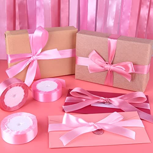 ASTARON Rose ruban robe de mariée bouquet bricolage artisanat 1 pouce, ruban de couleur solide tissu ruban cadeau emballage cadeau de Noël noeud papillon Bun ruban décoration