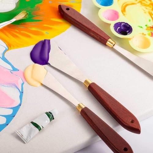 Fyearfly Couteau à palette en acier inoxydable, 7 pièces/ensemble de grattoirs de mélange de couteau à palette en acier inoxydable pour mélange acrylique de peinture à l'huile