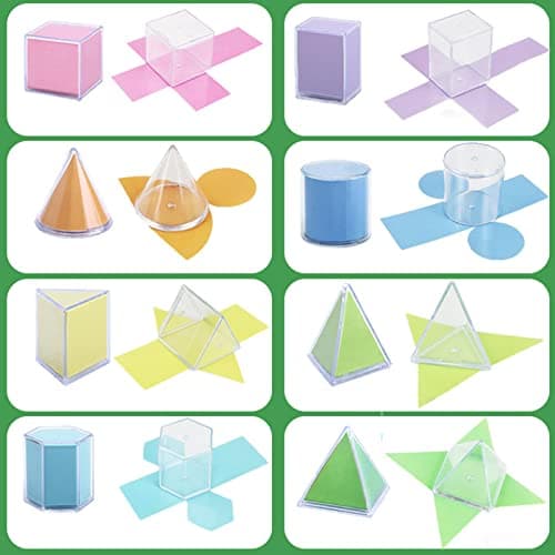 MagiDeal 8Pcs Blocs de Formes Géométriques Transparente, Jouet Forme Mathématiques des Montessori Kit Pédagogique pour Enfant, Tout-Petits