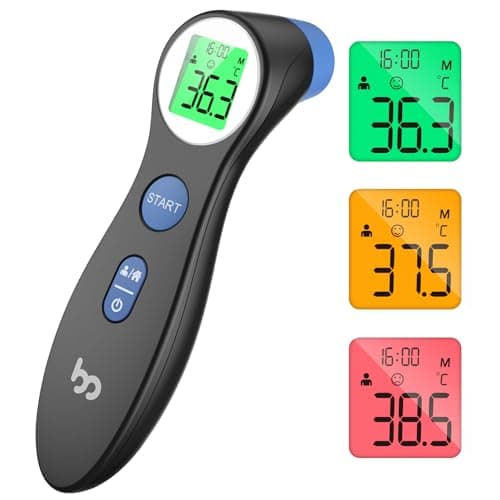 Thermomètre Frontal Bebe et Adultes, Thermometre Medical Numérique sans Contact pour la Fièvre, Thermomètre Infrarouge précis Instantané à l'opération Simple Noir