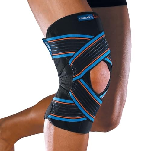 Thuasne Sport - Genouillère Strapping Ouverte - Genou Instable ou Douloureux - Limitation de Déperdition de Chaleur* - Indice de Maintien 4/5 - Dispositif Médical CE - Taille XL