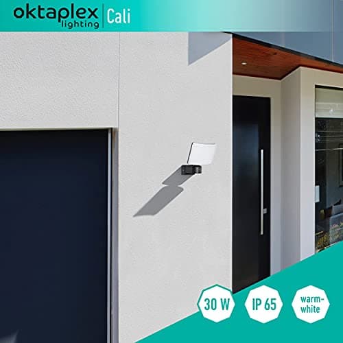 Oktaplex Lighting Projecteur LED extérieur Cali 30 W | Projecteur mural IP65 3 000 K blanc chaud | Projecteur anthracite