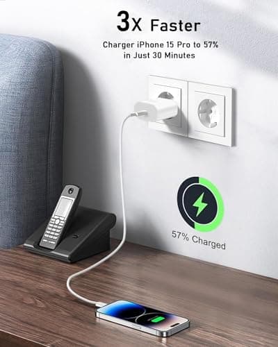 Chargeur USB C, 20W Prise USB C Chargeur Rapide pour iPhone 16 15 14 13 12 11 Pro Max Plus Mini SE X XS XR, Samsung Galaxy, Embout Adaptateur Secteur Bloc USB Type C