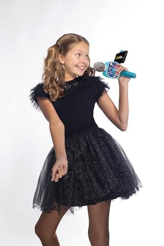 Lexibook- Disney Stitch, Microphone Bluetooth avec Fonction Changement de Voix, Enceinte intégrée, Support de téléphone Inclus, MIC240D, Bleu, Taille Unique