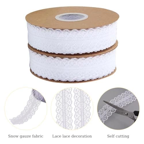 Ruban de Dentelle Blanc Beige Vintage À Coudre 6 Rouleaux Ruban en Dentelle Vintage Dentelle Blanche Coton Ruban Dentelle Vintage Diy Dentelle Ruban Adhésif pour Mariage Décoration de Table