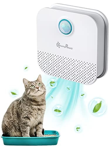 DownyPaws Eliminateur d'odeurs de Litière pour Chat, Desodorisant Litiaire, Tous Les Types de Bac à Litière, Batterie Rechargeable de 14 Jours