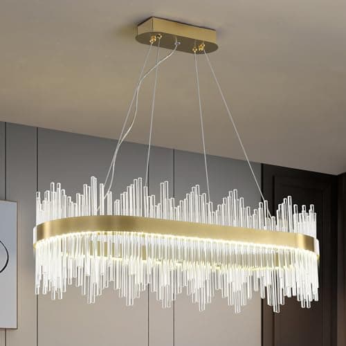 HvKvHvY Lustre en cristal moderne, lustre encastré LED doré, luminaire de plafond, lampe suspendue pour cuisine, salon, chambre à coucher, couloir, escalier