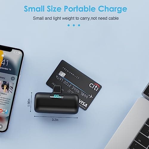 Mini Batterie Externe pour iPhone 5000mAh, Mise à Niveau 15W PD 3.0A Charge Rapide, Compact et Léger Power Bank Écran LCD Chargeur Portable Compatible avec iPhone 14/14 Pro Max/13/12/11/XR/X/8/7/6