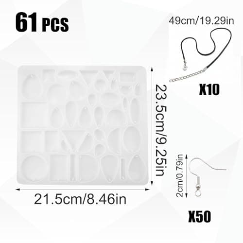 duisoad 61 Pièces Moules en Silicone pour Bijoux Pendentif Géométrie Moule Moulle Resine Epoxy Pendentif DIY pour Pendentifs, Colliers, L'artisanat