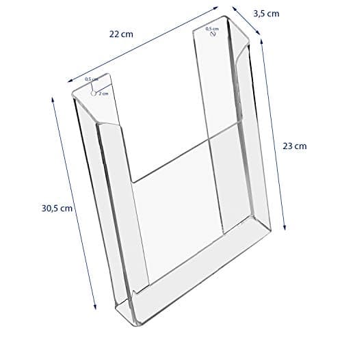 HMF 46843 Porte-brochures mural en acrylique Transparent Format A4 22 x 30,5 x 3,5 cm