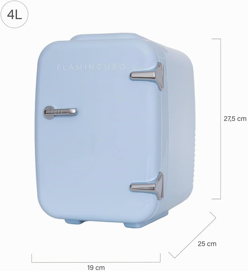 Flamingueo Mini Frigo - Petit Refrigerateur 4L, 12V/220V, Fonction Chaud et Froid, Mini Frigo de Chambre