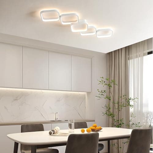 Plafonnier LED Dimmable avec Télécommande - Lampe de Plafond Rectangulaire 92 cm, 45W, Blanc 3000K-6000K - Luminosité Réglable, Luminaire Plafonnier Applicable à Salon, Chambre, Cuisine, Salon, Balcon