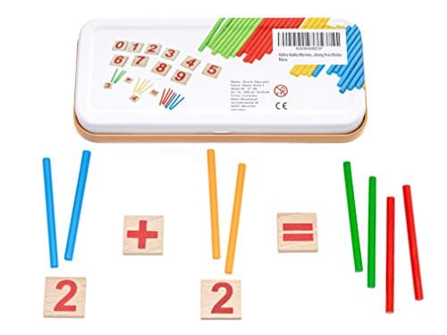 Natureich Montessori Mathématique Tableau Garçon et Fille, Enfants à Partir 3 Ans, Planche Empilage Éducatif, Jouets en Bois Boîte en métal Apprends à Compter, 0-9 Nombres, Motrices 1x1 Multiplication