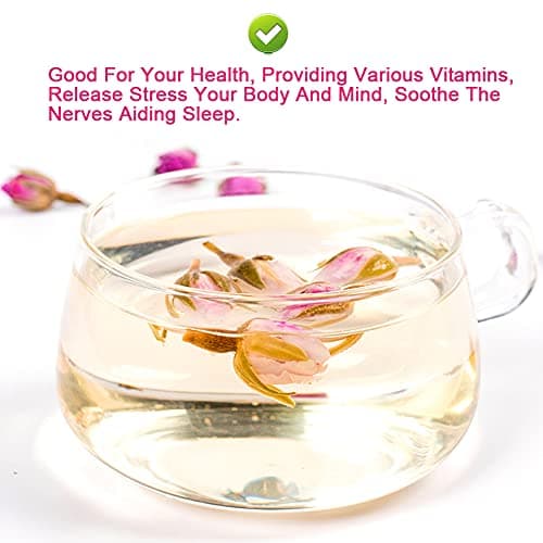 Plant Gift France Rose Buds, 50G/1.76oz 玫瑰 France Boutons de Rose, Pétales de Rose Rose, Tisane de Rose Douce, Anti-Stress et Magique, Soutien Immunitaire, Sans OGM, Sans Caféine