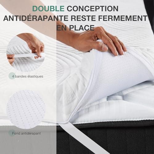 Novilla Surmatelas 90x200, 5CM, Surmatelas en Mousse en Matériau Bambou, Certifié Sûr et Fiable par CertiPUR-US et Oeko-TEX, Absorbant et Respirant, Tissu Doux pour La Peau, Lavable