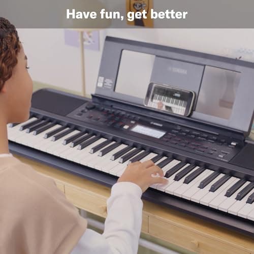 Yamaha PSR-E383 Clavier portable pour débutants, 650 voix d'instruments authentiques avec touches tactiles et une polyphonie de 48 notes