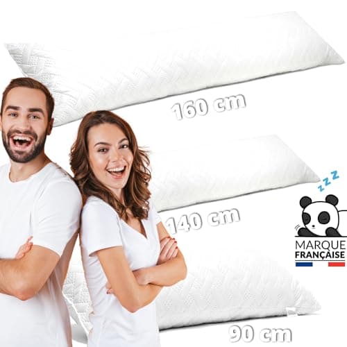 Traversin 160 cm à Mémoire de Forme Premium Extra Ferme pour Dormir sur Le côté (Apnée du Sommeil, Prothèse, Grossesse, Douleurs Lombaires) Pelochon Très Ferme Dur Lit Adulte XXL/Double/Simple/Canapé