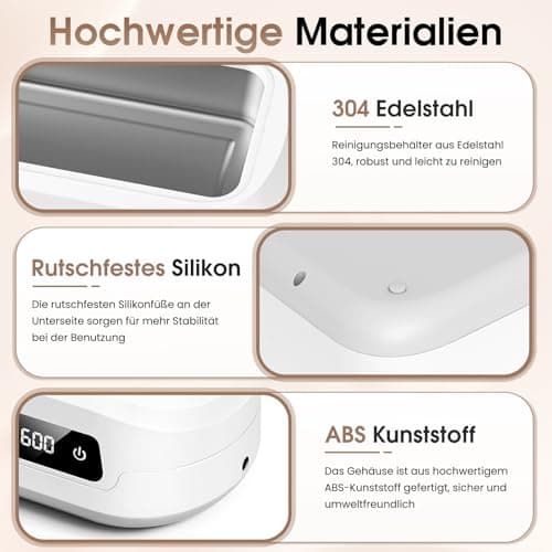 Nettoyeur Ultrasons 640ML,Nettoyeur Ultrasons Lunettes 49000HZ Nettoyeur Ultrason Bijoux,Ultrasonic Cleaner,4 Réglages de Temps,Pour Bijoux,Pour Bijoux,Dentier,Montres,Lunettes, Tête de Rasoir etc.