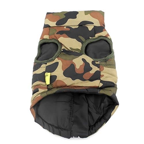 Pegasus SELMAI Manteau d'hiver imperméable matelassé avec Trou pour Harnais pour Petit Chien, Manteau Bouffant avec Anneau en D, pour Chat, Chiot, Chihuahua, vêtements pour Temps Froid, Camouflage XS