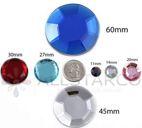 Allstarco 45 mm Rose H112 Grande énorme Autocollant Rond Strass – 1 pièce
