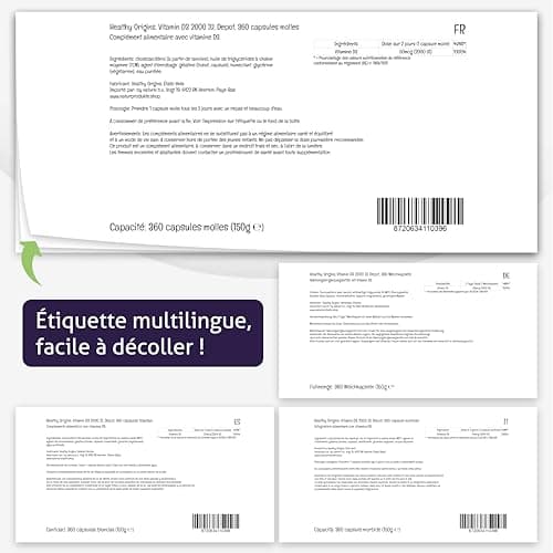 Healthy Origins, Vitamine D3, 2.000 IU, Depot, 360 Capsules, Hautement Dosé, Sans Soya, Sans Gluten, Non-GMO