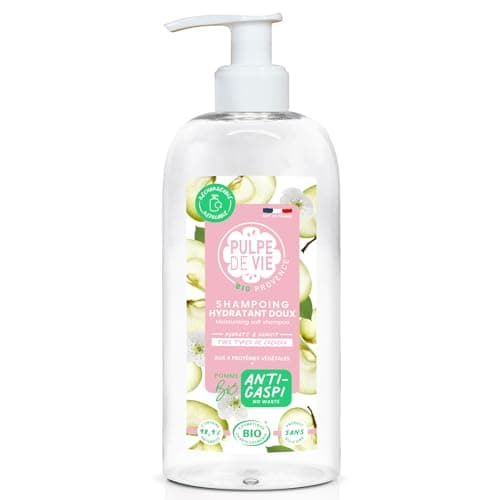 Pulpe de Vie - Shampooing Doux Certifié BIO Pompompidoux XL 400ml - Anti-gaspi ! Pomme - Cheveux Sains et Brillants - Hydratation Intense - Régénère les Fibres