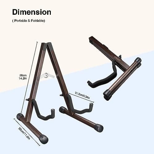 LEKATO Support de guitare électrique avec cadre en A - En bois avec rembourrage en mousse - Pour guitares électriques/acoustiques, basses, banjos, ukulélés, noyer noir