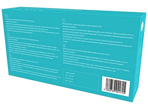 EUROPAPA® Lot de 100, 200, 300, 450 pièces - En TPE transparent et bleu - Gants jetables en caoutchouc sans latex - Non poudrés - Tailles S, M, L, XL (Bleu-200, XL)