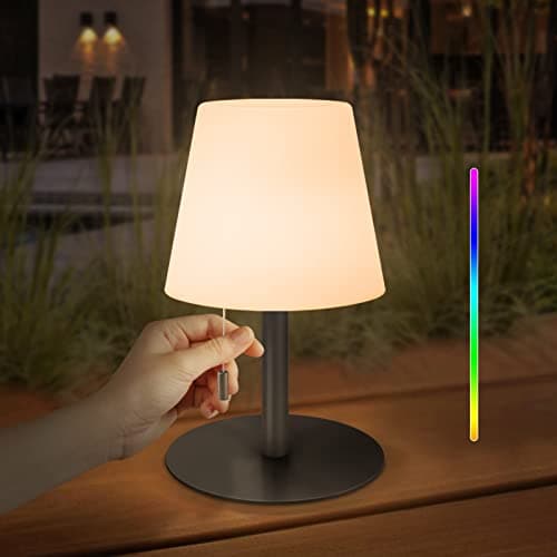 FUYO Lampe de table sans fil exterieur rechargeable dimmable RGB lampe de chevet portative 8 couleurs lampe de table étanche IP44 pour Jardin Salon Terrasse Intérieure exterieur décoration