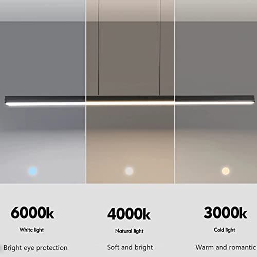 Table à manger LED suspension dimmable, hauteur de suspension réglable moderne Suspension/Bureau salle à manger plafonnier Bureau salon cuisine Bar lumière (blanc, L80cm)