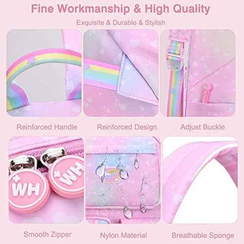 FANDARE Sac à Dos Enfant Sacs Scolaires Filles Garçons Cartables Scolaires Sac d'école Sacs Scolaires pour Étudiant Outdoor Voyage école Daypacks Imperméable Polyester Galaxie Rose L