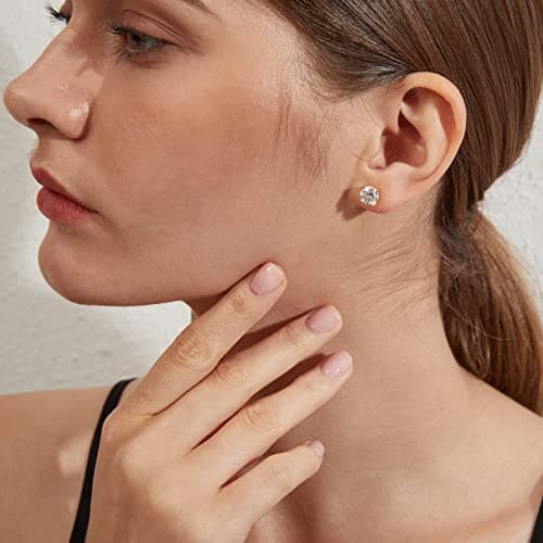 Boucles Oreilles Diamant,Boucles d'Oreilles Homme Brillant Boucles d'Oreilles Diamant Homme Argent Men Earrings,Men Diamond Earrings Boucle d'Oreille Zircone Homme Argent,Boucle d'Oreille CZ Or Blanc