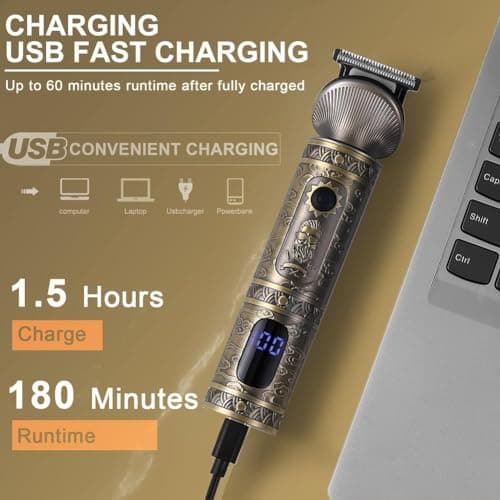 Surker Tondeuse Barbe Homme Tondeuse Cheveux Professionnelle Avec Lame en T de Coupe de Cheveux Chauve 0 mm Rasoir électrique Tondeuse Corps de Précision pour Nez 7 en 1