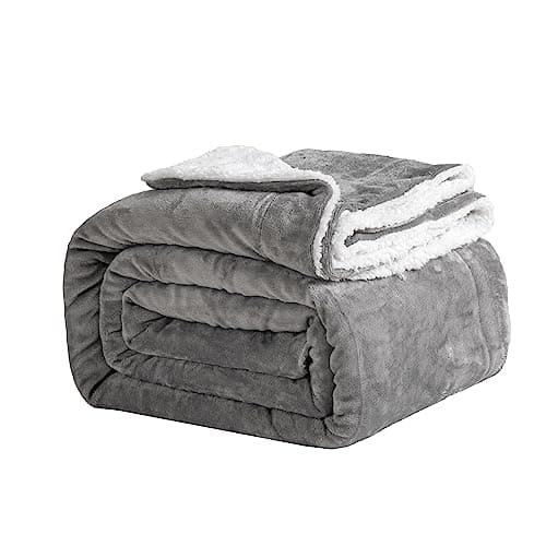 Good Nite Couverture Polaire Grise - Couverture en Sherpa - pour canapé - Chaude - pour l'hiver (Gris, 130x150cm)