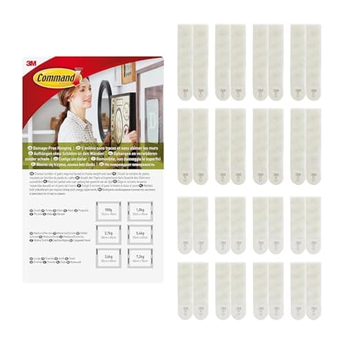 Command Languettes Accroches Tableaux Moyen et Grand Modèles, Blanc, 8 x 2 L + 8 X 2 M, 32 Languettes - Fixation sans Dommage