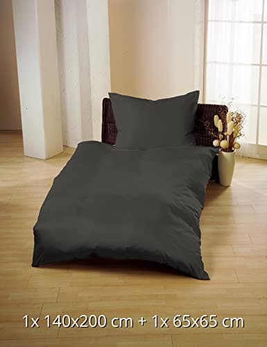 Gerald Wittmann Housse de Couette 1 Personne 140x200 cm + 65x65 cm, Microfibre, Antracite